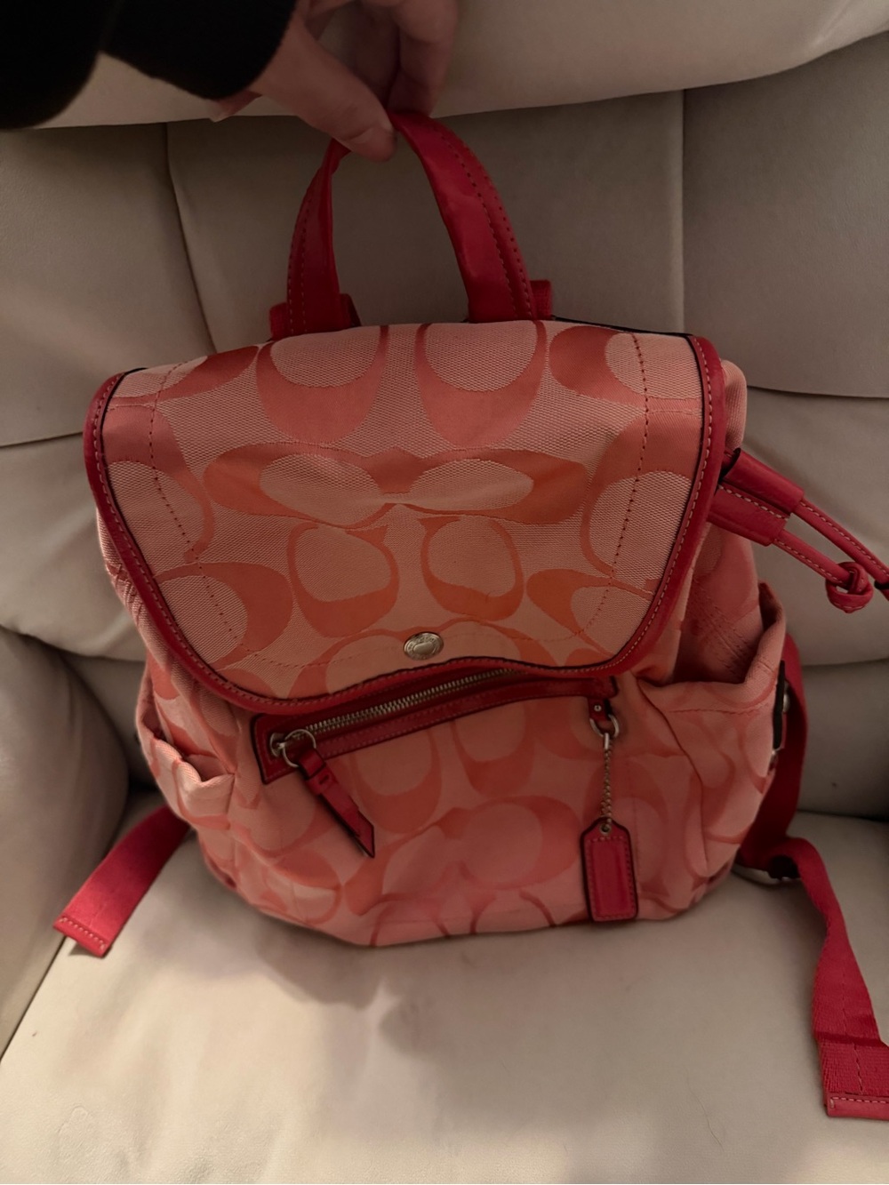 Coach Coral Signature Canvas Mini Backpack